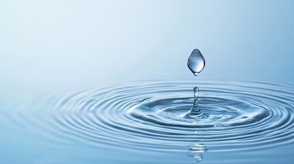 A drop of water falls into a large body of water, creating a ripple effect