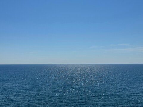 Blue ocean water and clear sky