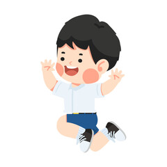 Kid student jump high cartoon