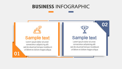 Vector infographic template with icons and 2 options or steps. Can be used for process diagram, presentations, workflow layout, flow chart, info graph