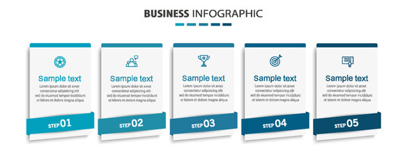 Business infographic template with 5 options or steps. Can be used for workflow layout, diagram, annual report, web design