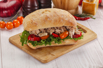Ciabatta with canned tuna sandwich