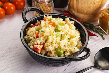Vegan cuisine couscous with vegetables