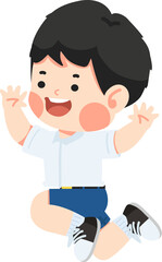 Kid student jump high cartoon