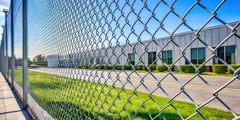 Simple metal chain link fence for industrial park security