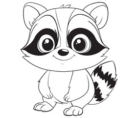Racoon coloring pages for kids, outline racoon, racoon vector