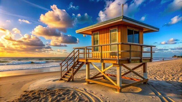 Spacious Lifeguard Station With Panoramic Beach View, Ready For Sale To Ensure Beachgoers' Safety And Comfort