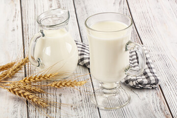 Organic milk in the glass
