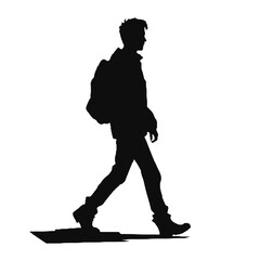 Silhouettes of  man  Standing and walking  . Male  ,   Character  side View vector monochrome illustrations, icons Isolated on transparent Background.