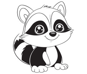 Racoon coloring pages for kids, outline racoon, racoon vector