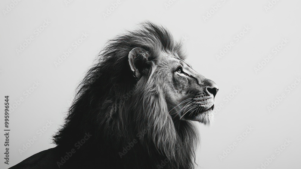 Wall mural Majestic Lion Profile Against a White Background