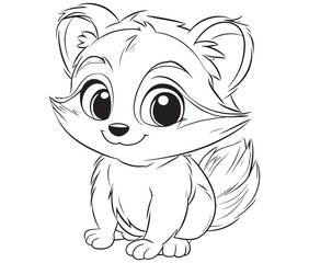 Racoon coloring pages for kids, outline racoon, racoon vector