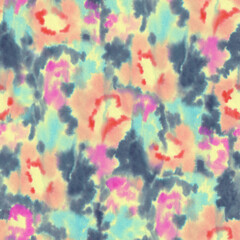 Blurry fuzzy floral seamless repeat pattern. Color blurred abstract flowers in trendy. Ink painted print for fabric