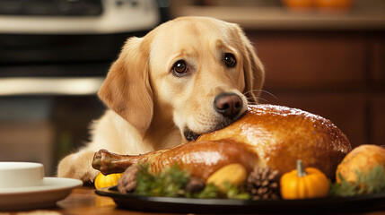 Dog Stealing Thanksgiving Turkey