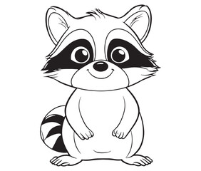 Racoon coloring pages for kids, outline racoon, racoon vector