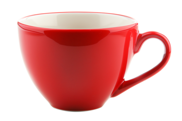 A red cup offee, isolated on white background.