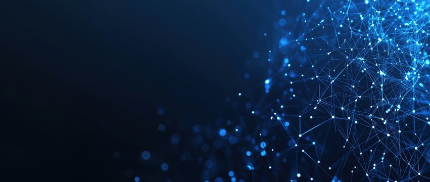 A blue background with a lot of dots and lines