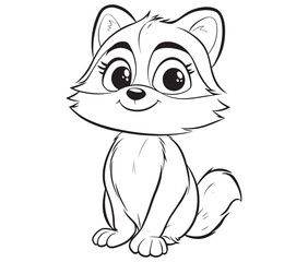 Racoon coloring pages for kids, outline racoon, racoon vector