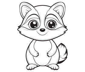 Racoon coloring pages for kids, outline racoon, racoon vector