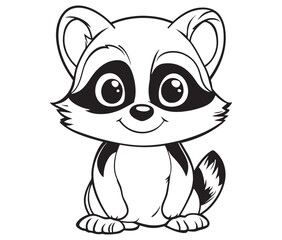 Racoon coloring pages for kids, outline racoon, racoon vector