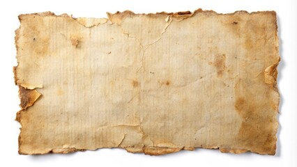 Fototapeta premium Old paper texture showing folded and ripped edges on white background