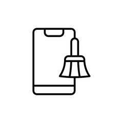 Cleaning app outline icons, minimalist vector illustration ,simple transparent graphic element .Isolated on white background