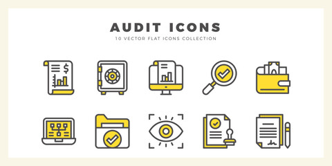 10 Audit Two Color icon pack. vector illustration.