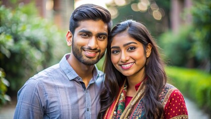 Fototapeta premium A young Desi couple with different cultural backgrounds.