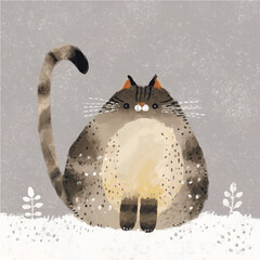 vector image of a cat in winter