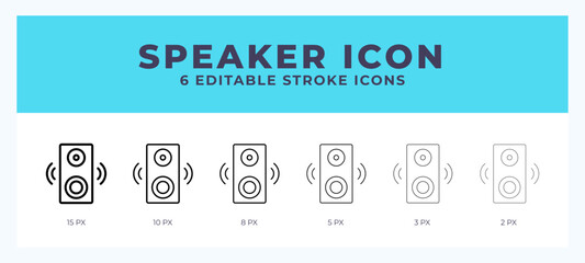 Speaker icon illustration vector with editable stroke.
