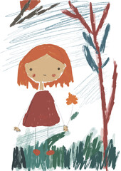 hand drawn doodle girl vector image