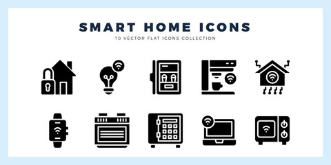 10 Smart Homes Glyph icon pack. vector illustration.