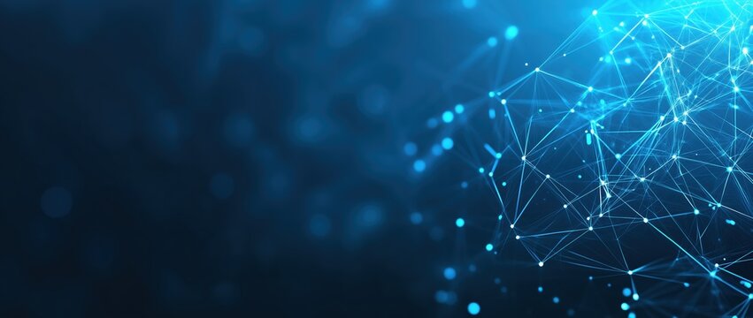 A blue background with a lot of dots and lines