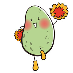 ポンポンを持った可愛いポポーのキャラクター