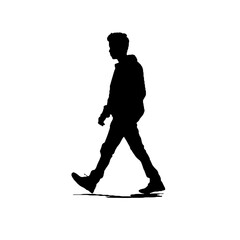 vector silhouette of people walking black color isolated on white background