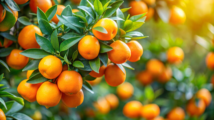 Orange fruits hanging on green branches of gardenia jasmine tree, citrus, gardenia jasmine, orange fruits, green branches, vibrant