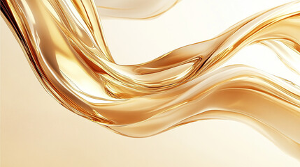 Gold abstract liquid background sculpture, surreal style, flowing glass design, Cinema 4D rendering, minimalistic luxury concept, suitable for advertising banner or poster.