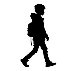 vector silhouette of people walking black color isolated on white background