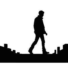 vector silhouette of people walking black color isolated on white background