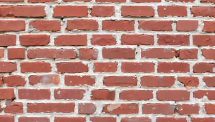 Obraz premium Close-up of a classic red brick wall with mortar in between the bricks 