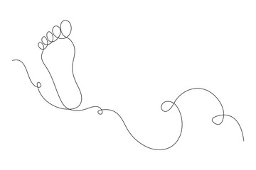 Continuous one line foot vector art illustration