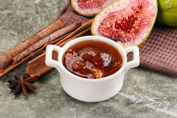 Sweet fig jam in the bowl
