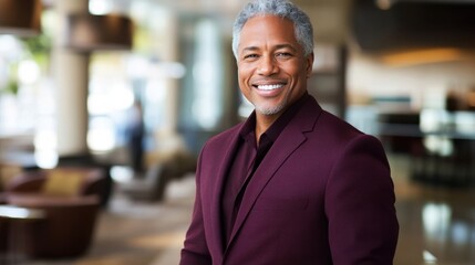 Fototapeta premium Confident Senior Businessman Smiling in Corporate Environment