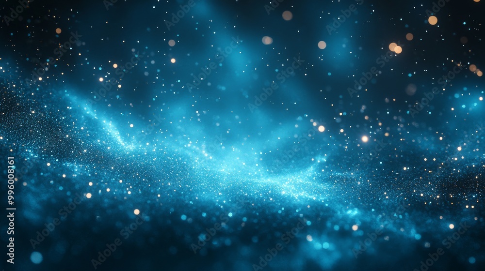 Sticker teal gradient background with light particle. 4k resolution