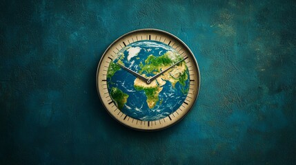 Naklejka premium A clock where climate justice activism is the hands, speeding up as the planet heats, driven by the urgency of the cause