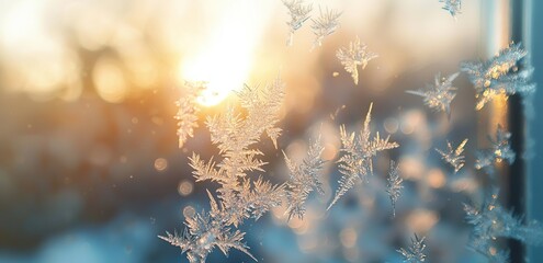 sunrise in the forest in the winter