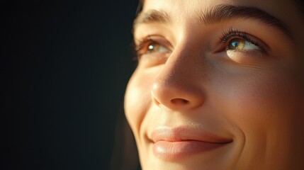 Serene Woman Enjoying Sunset Light - Portrait of Peaceful Contemplation