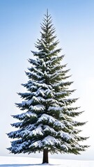 Snow Dusted Fir Tree Isolated on White Background