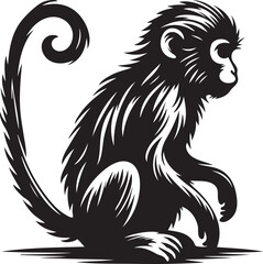 Monkey silhouette vector illustration with white background (34)