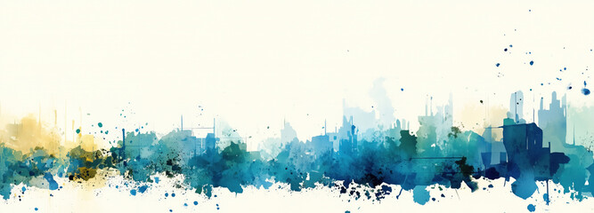 A vibrant abstract background featuring blended colors representing an urban skyline during twilight hours